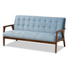 Baxton Studio Asta Light Blue Velvet Walnut Finished Wood 3-PC Living Room Set 160-9942-9944